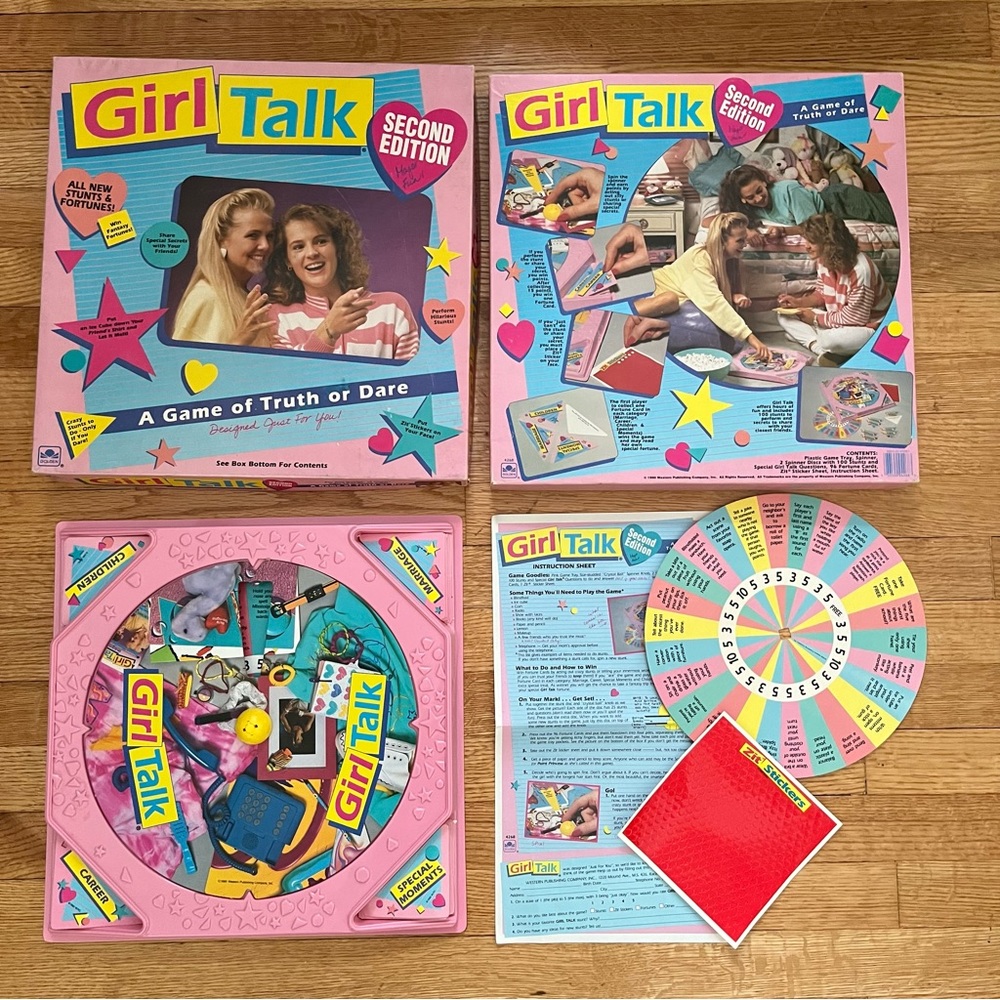 Vtg 80s 90s board game 1990 Girl Talk Truth or Dare 2nd Edition  Zit Stickers